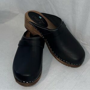 Swedish Clogs by Lotta From Stockholm Slip on Black Leather Clogs
